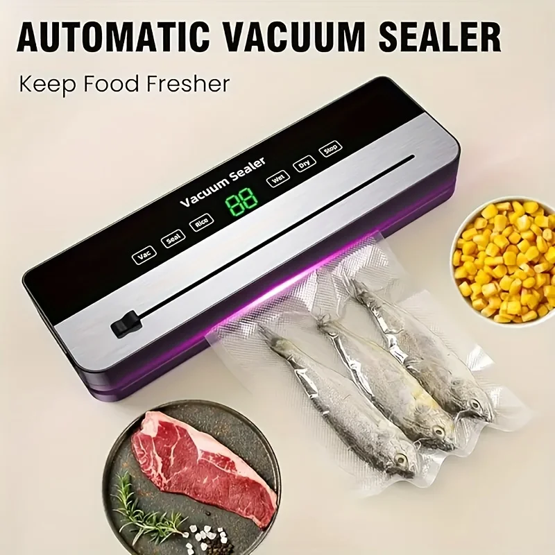 

The vacuum food preservation equipment with digital display and vacuum sealing machine can keep food fresh and contain 30 bags