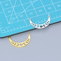 5PCS DIY Stainless Steel  Mandala Crescent Moon Necklace For Women Charm Pendant Jewelry Bohemia Pendant Necklace Gift