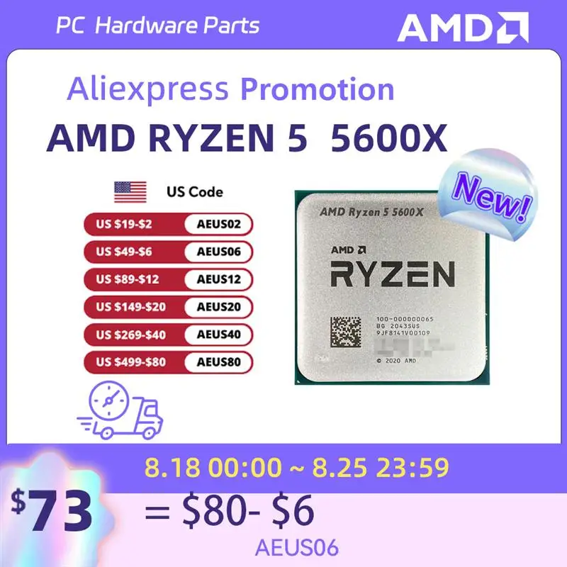 Top AMD Ryzen 5 5600X CPU 3.7 GHz 6-Core 12-Thread AM4 Processor 7NM 65W L3=32M For X570 B550m Elite Aorus Motherboard Ram Set