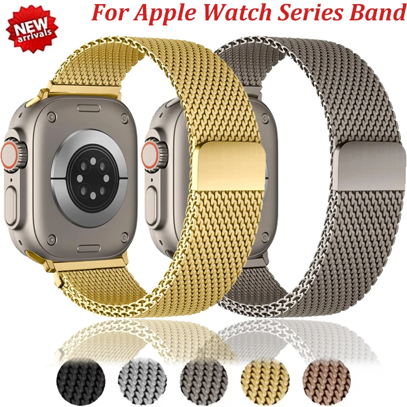 Stahl-Mesh-Milanese-Schlaufenarmband für Apple Watch Ultra 49mm 11 10 46/42mm Magnetarmband iWatch 9 8 7 6 5 SE 45/44/41/40mm Armband