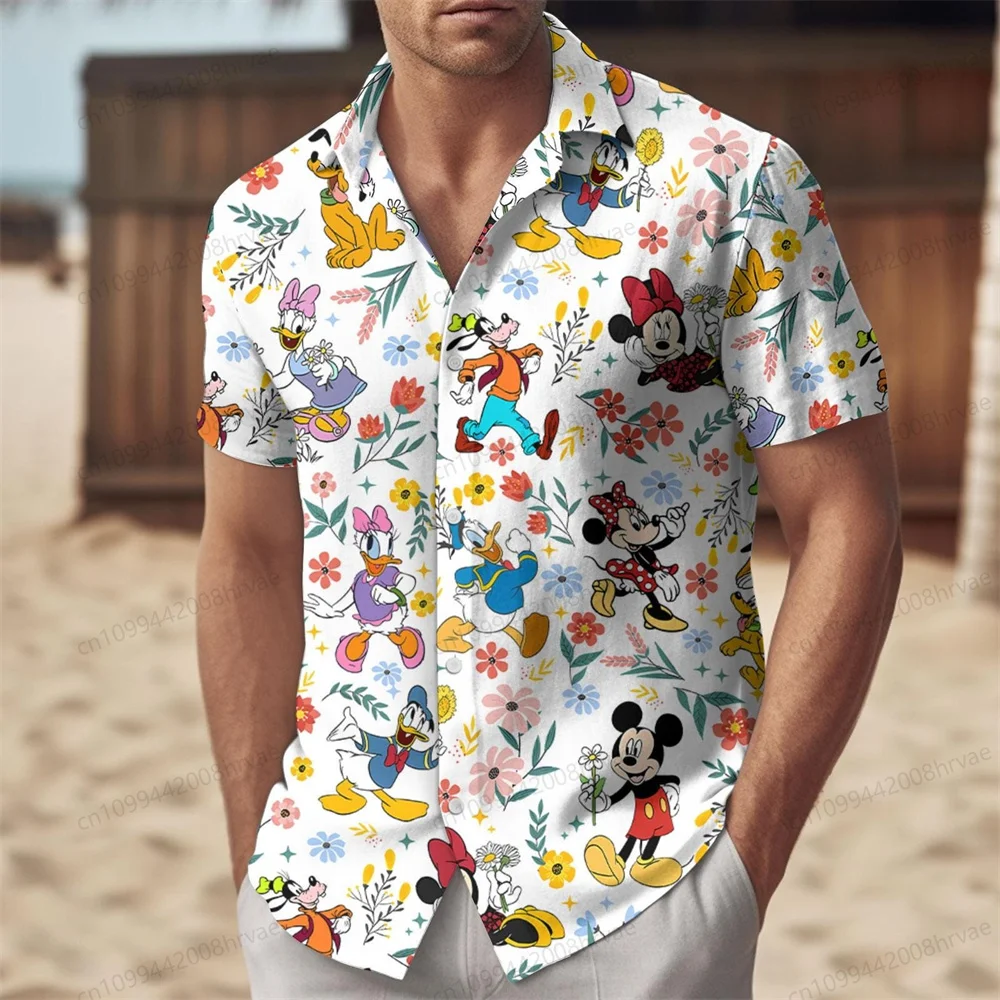 Chemise hawaïenne Minnie Mouse et ses amis, personnages de dessins animés, vêtements de plage, Donald Duck Daisy, vêtements d'été