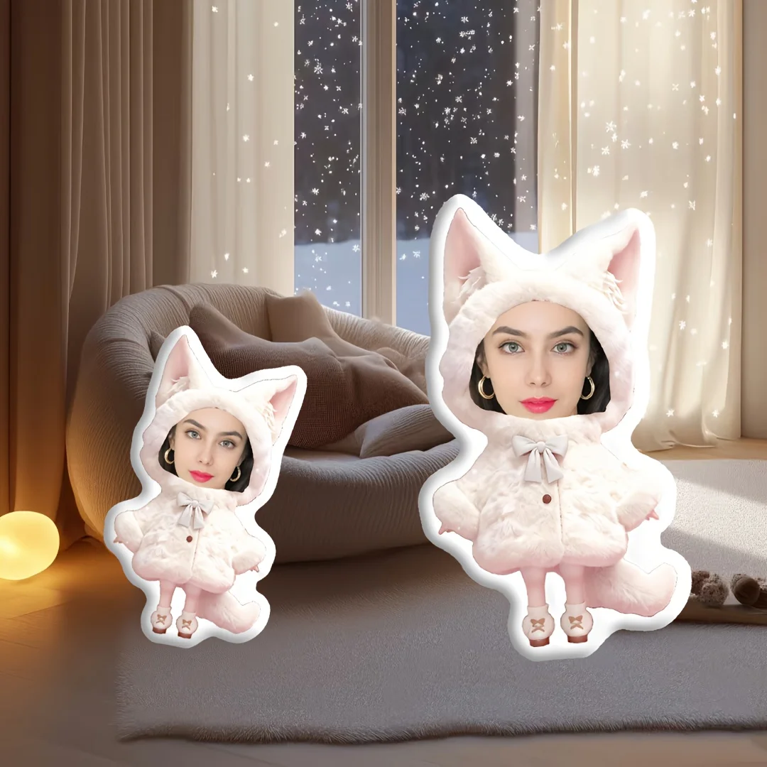 Customize Your Pillow with a Picture - Cute Beige Pillow with Ears for - Enhances Family Atmosphere - Improves Couple Relationsh