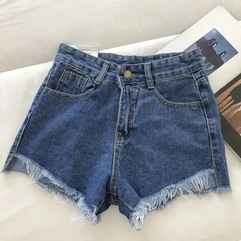 

Women Summer Fashion Y2K Denim Shorts High Waist Casual Frayed Hem Jeans Hot Pants Tassel Trousers Korean Streetwear DURIKIES