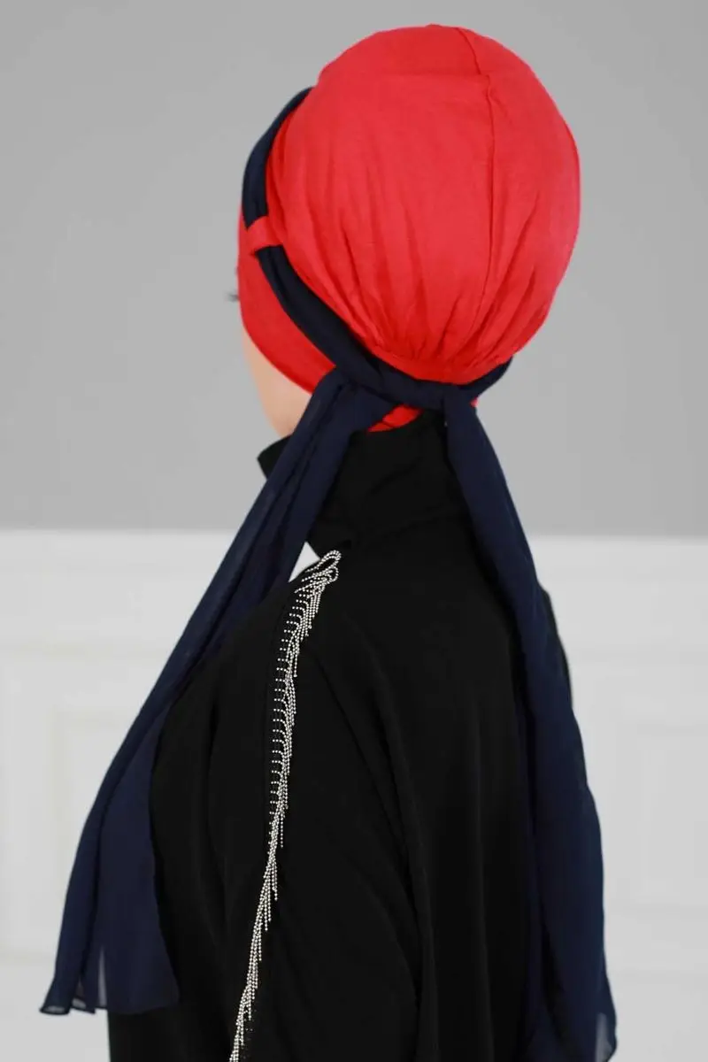 Chiffon-belted gekämmte Knochen rot