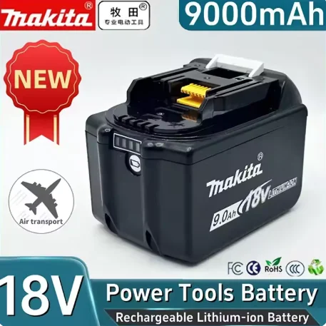 

100% оригинальный аккумулятор Makita, литиевая батарея 18В 9Ач для инструментов Makita DTW700, DDF487, DTD173, DGA404, HR140D, DJV182
