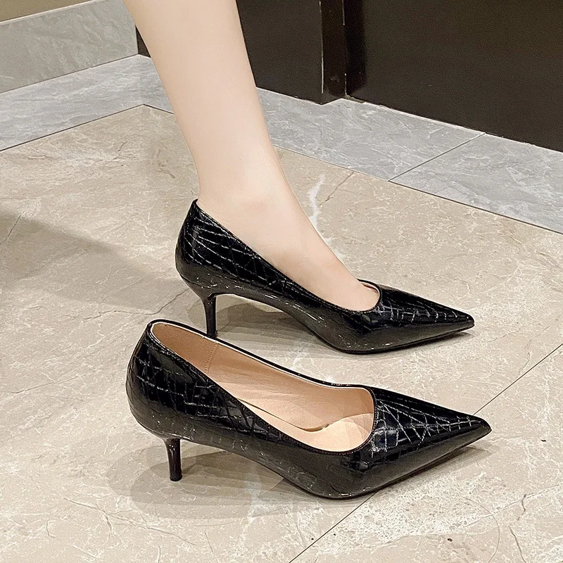 

New Style Women's Black Sexy Evening Party High Heels 6CM Slip On Pointed Toe Fashion Pumps Ladies Designer Shoes Plus Size