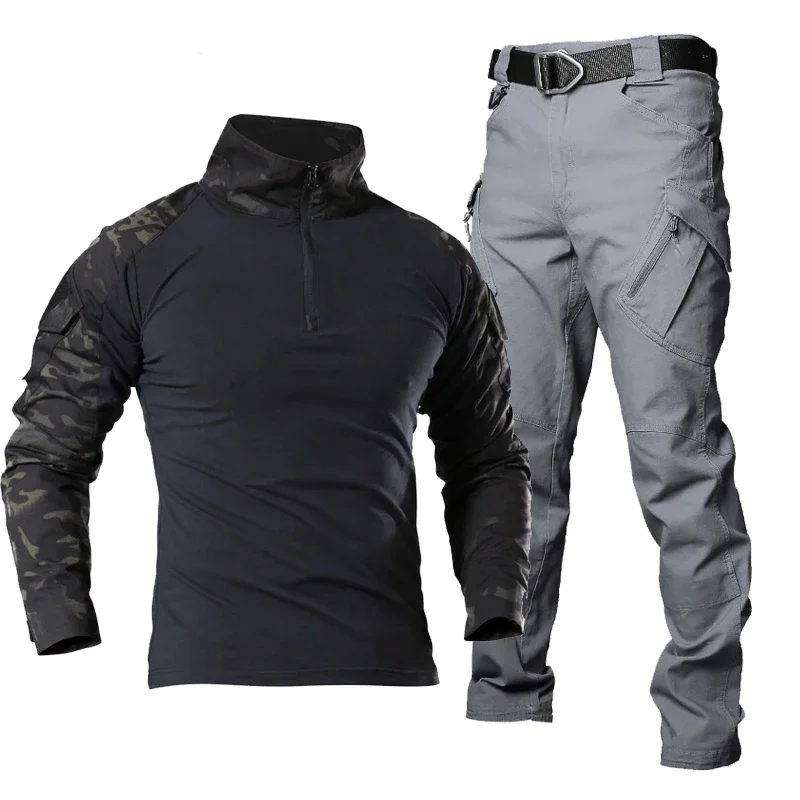 Ensemble uniforme militaire d'été pour hommes, chemise à manches longues, pantalon militaire, chasse, camping