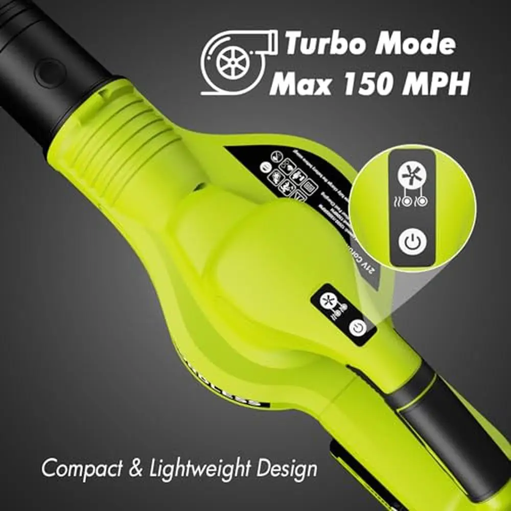 Handheld schnur loses elektrisches Laub gebläse 2 Batterien 21V Schnelllade-Turbo technologie 150mph leichtes Design 3,38 lbs Überhitzung