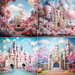 Mehofond Photography Background Fairytales Castle Rainbow Balloons Children Birthday Party Portrait Decor Backdrop Photo Studio