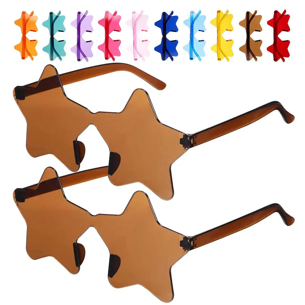 14pcs Star Sunglasses Props Lightweight Comfortable Trendy Party Gifts Photo Wedding Bachelorette Colorful Rimless