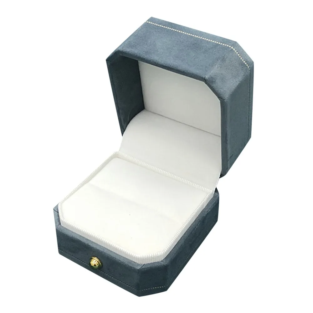 

Velvet Jewelry Storage Box Single Slot Clamshell Earrings Ring Display Case Octagonal Jewelry Packaging Box