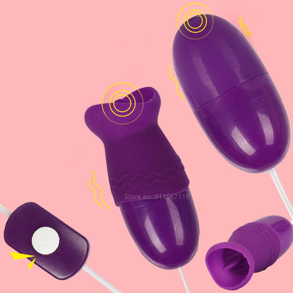 Two Balls Vibrator Tongue Licking Vibrating Jump Eggs Clitoris Stimulator Adult Product Sex Toys For Women Female Masturbation