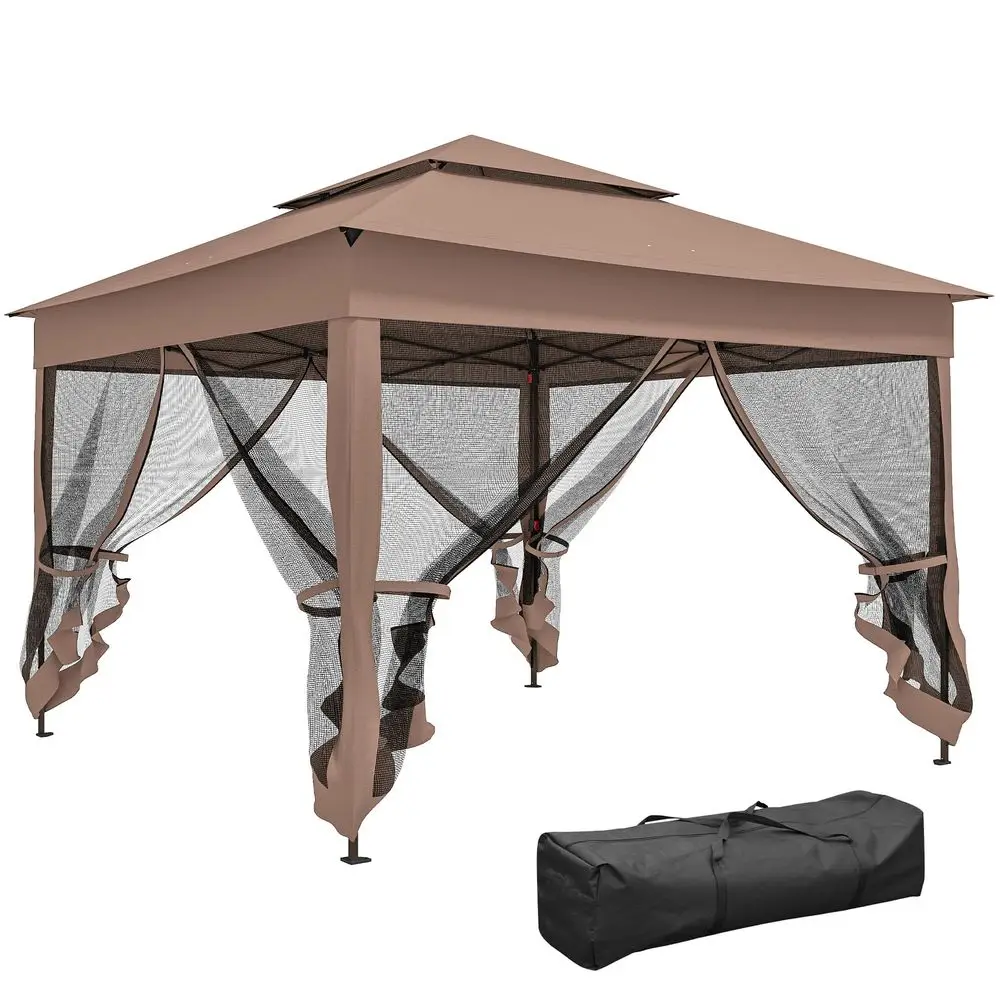 

11 x 11 Pop Up Canopy, Outdoor Patio Gazebo Shelter with Removable Zipper Netting, Instant Event Tent w 114 Square Feet of Shad