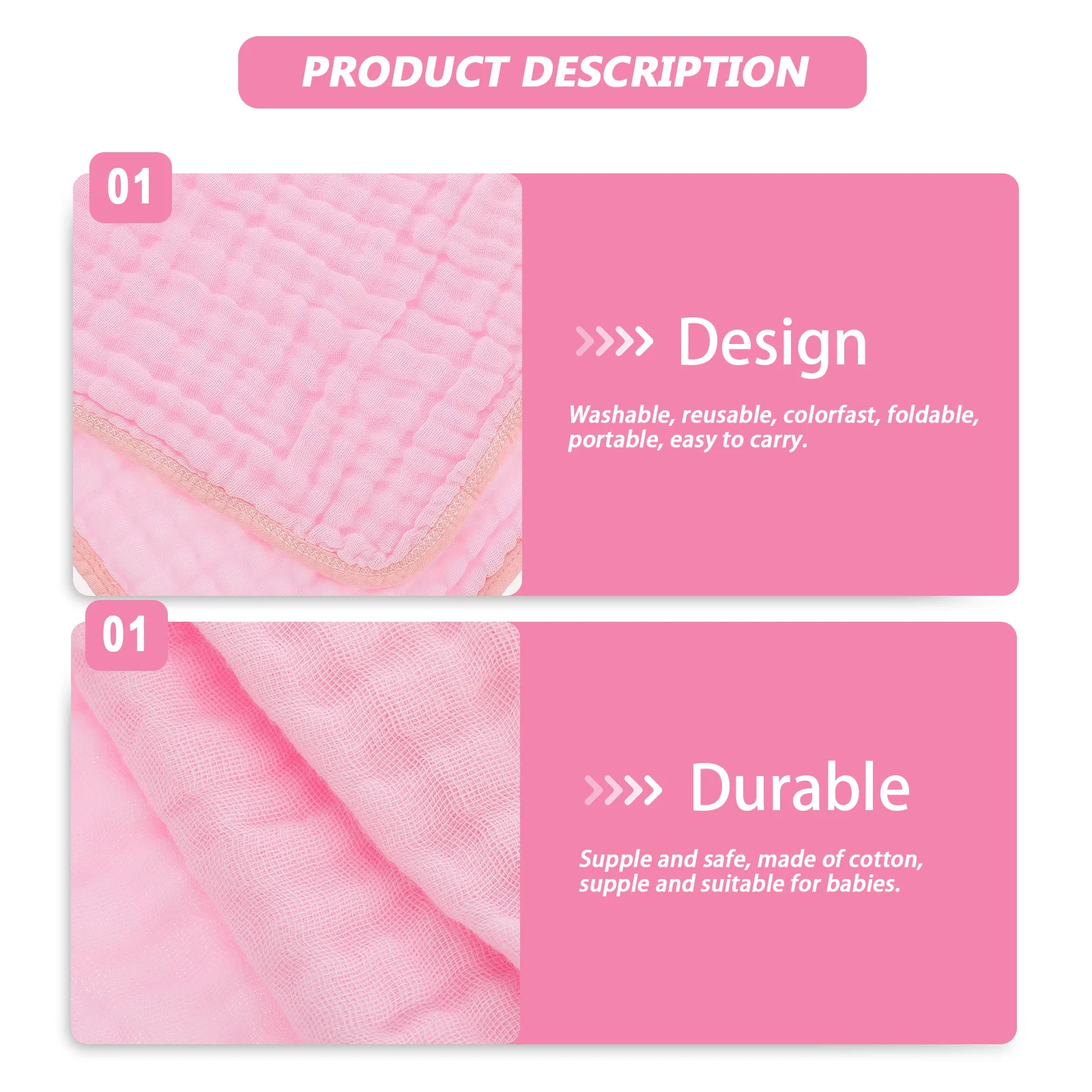

3Pcs Infant Burp Cloths Absorbent Wear-Resistant Household Baby Towels Convenient Soft Cotton Baby Accessory Burp Cloth