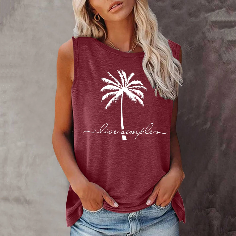 Seeyoushy Coconut Printing 2023 New Summer Fashion Harajuku Style girocollo t-shirt da donna senza maniche t-shirt Camisetas camicetta