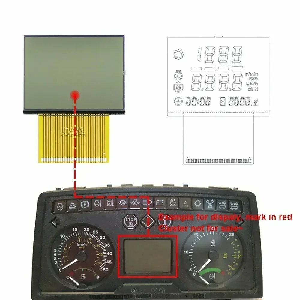 Monochromatic LCD Display for Massey Ferguson and John Deere Tractors Instrument Cluster Screen 6010 6110 6210 6620 8310 8410