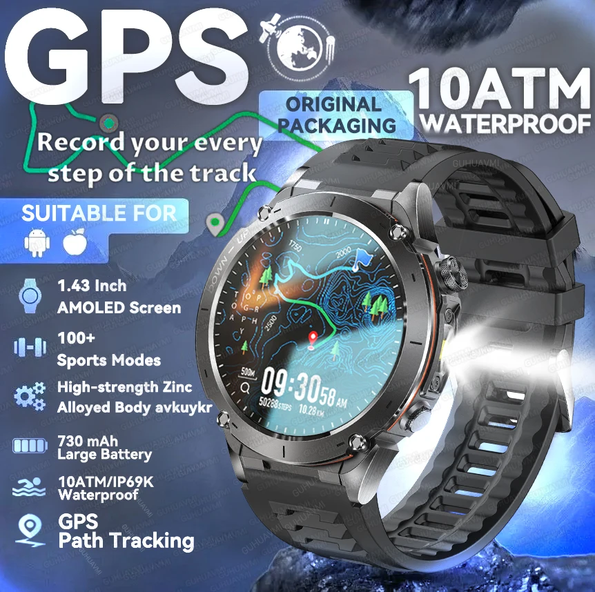 

2025 New TRex 3 GPS Smart Watches 10ATM Waterproof Built-in Dual-band GNSS Compass Military Sports Bracelet Men For Android IOS