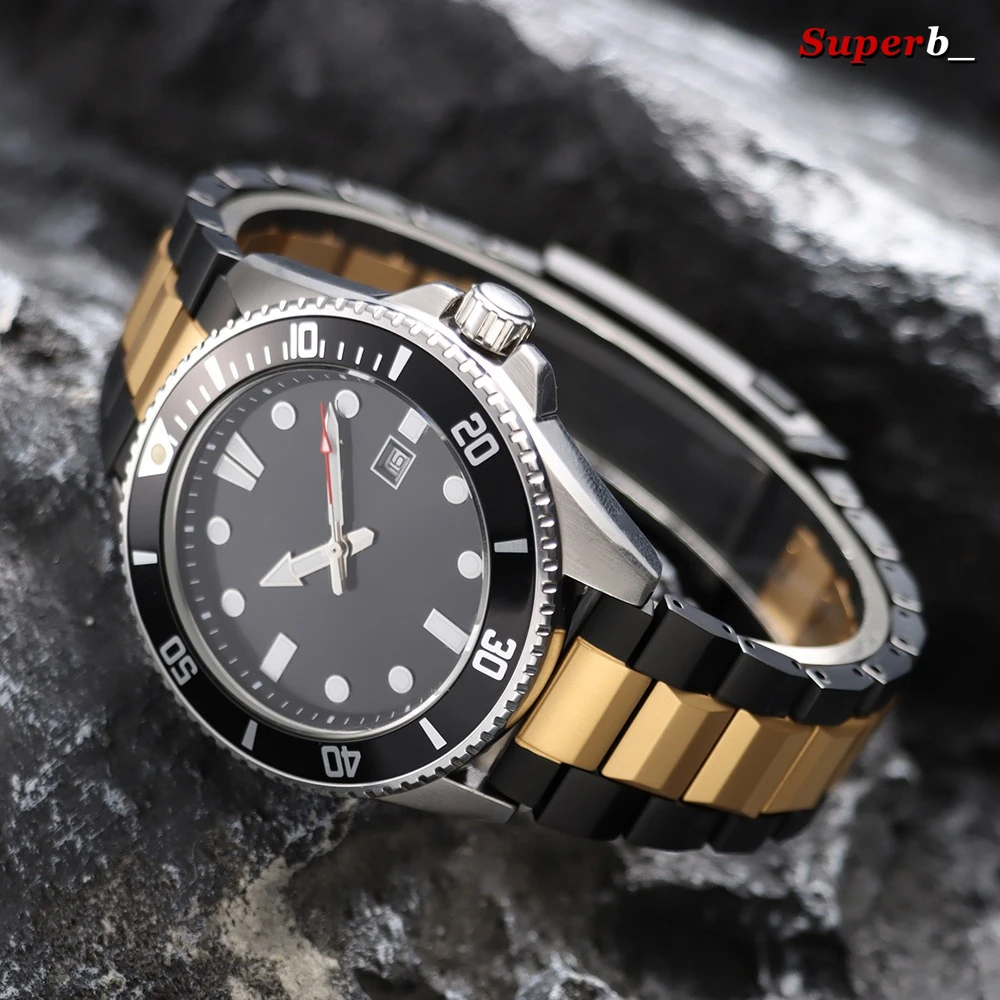 High-Quality Titanium Watch Bands 22mm for Seiko for Rolex for Tudor Bracelet Silver Black Solid Metal Strap with Folding Buckle
