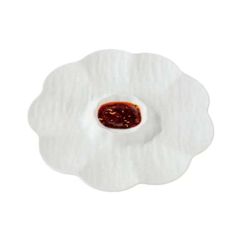 Flower Sauce Dishes Reusable Seasoning Tray Sauce Bowl Dumpling Plates With Sauce Compartment For Home Wedding Family Gathering