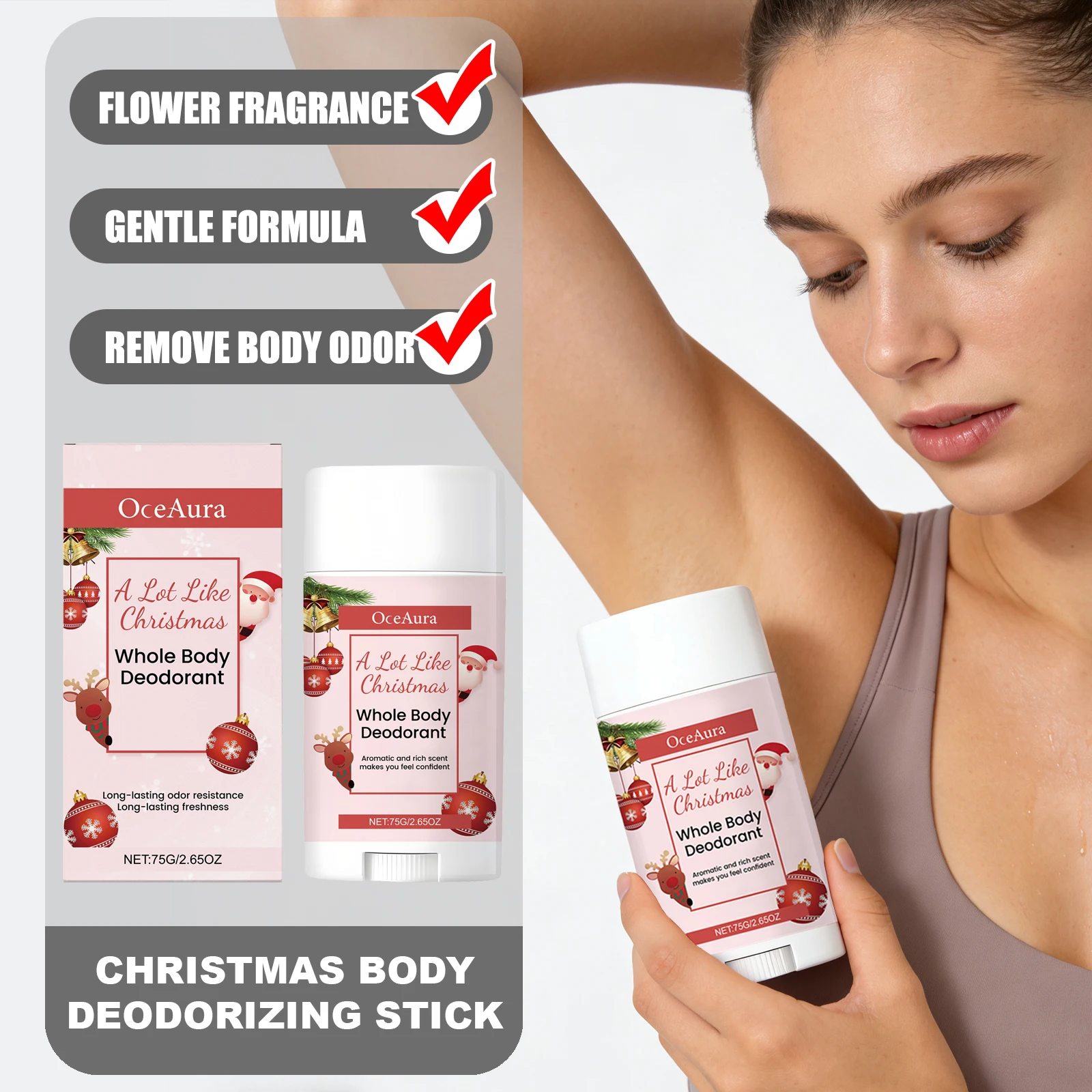 

OCEAURA Christmas Body Deodorizing Stick Make Skin Refreshed Comfortable Remove Odor Suitable For All Skin Types