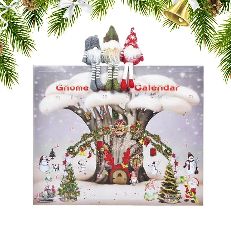 Christmas Gnome Advent Calendar Swedish Nisse Countdown Calendar Tiered Tray Decor Christmas Advent Calendar With 24 Collectible