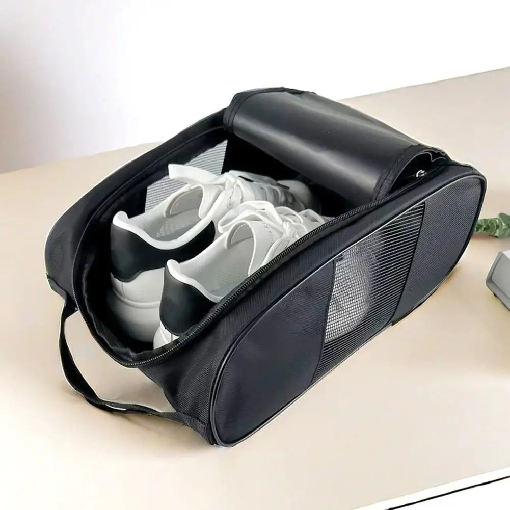 

1PC Black Oxford Cloth Travel Shoe Storage Bag, Basketball And Football Shoe Bag, Portable Business Travel Slipper Bag