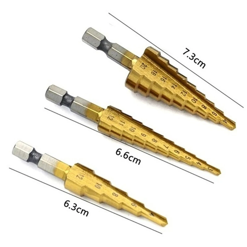 3pcs HSS Cobalt Buraco Múltiplo 50 Tamanhos Passo Broca Conjunto de Ferramentas