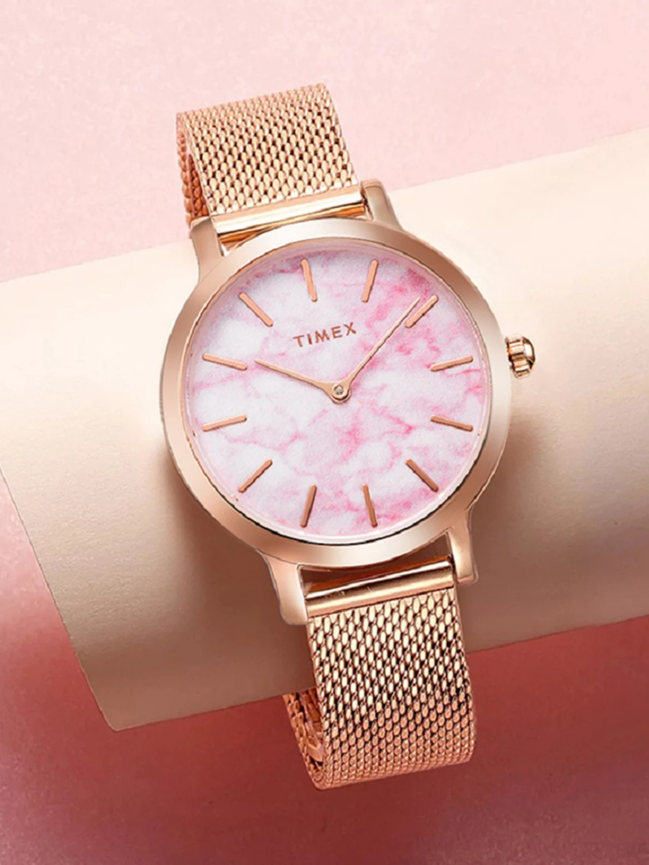 TIMEX Transcend Women Analog Quartz Wrist Watch Rose Gold Trend Female Minimalist Simple Slim Thin Casual Dress Watch TWG021000