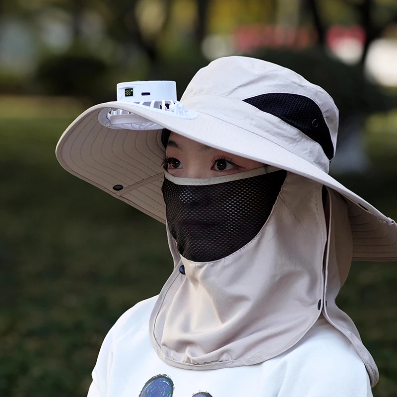 Dual use solar/charging fan cap, single/double fan option for cool summer travel