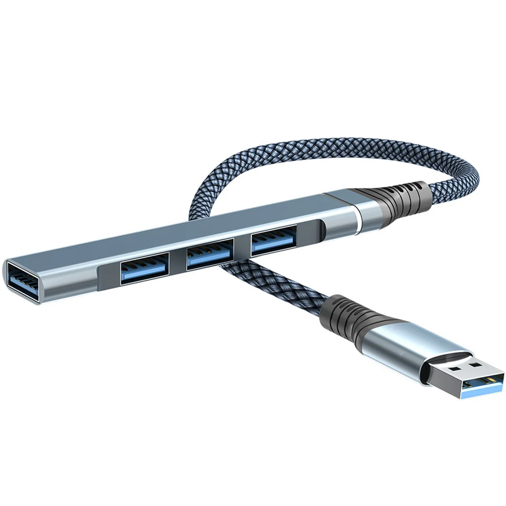 USB Hub 4-Port USB 3.0 Data Expander Aluminum Alloy Shell Fast Transfer Portable for Laptop Keyboard Mouse Webcam