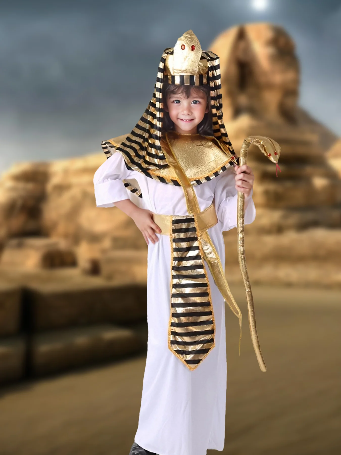 

Children's Egyptian Prince Set Cosplay Party Costume Halloween Carnival Party Costume, Fancy Stage Performance Costume