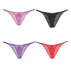 Cheeky Mens Transparent Half Hip Bikini Briefs Sheer Mesh Soft Thongs Ultrathin Comfortable Tangas Breathable Underwear Panties