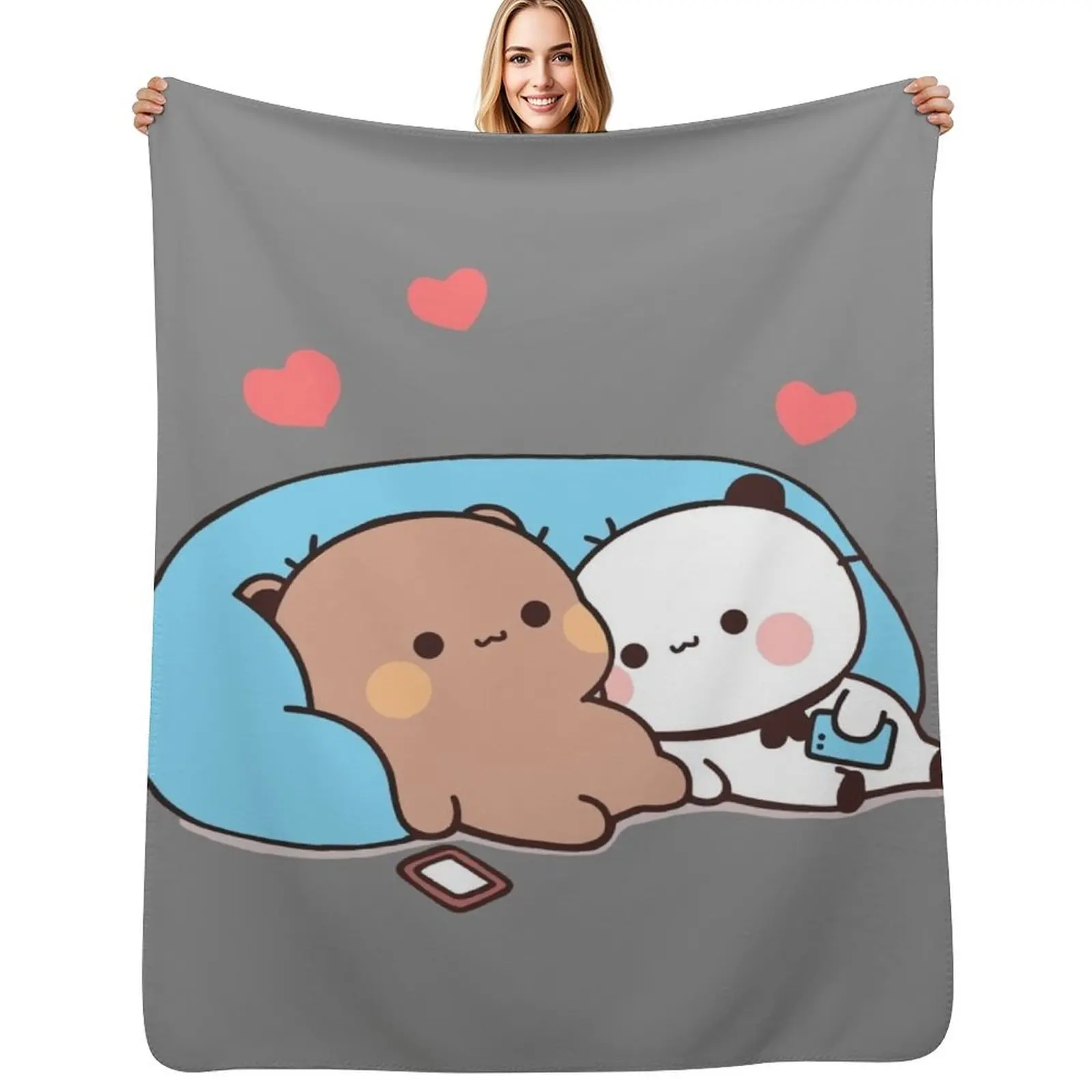 DuDu Bear and BuBu Panda’s night days?? Throw Blanket All Season Soft Lightweight Blanket for Home