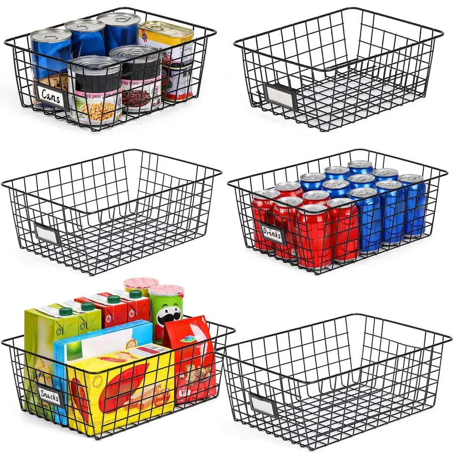 

Pack Wire Baskets for Pantry Organization and Storage, Kitchen Organizer, 2 XXLarge amp 2 XLarge amp 2 Large