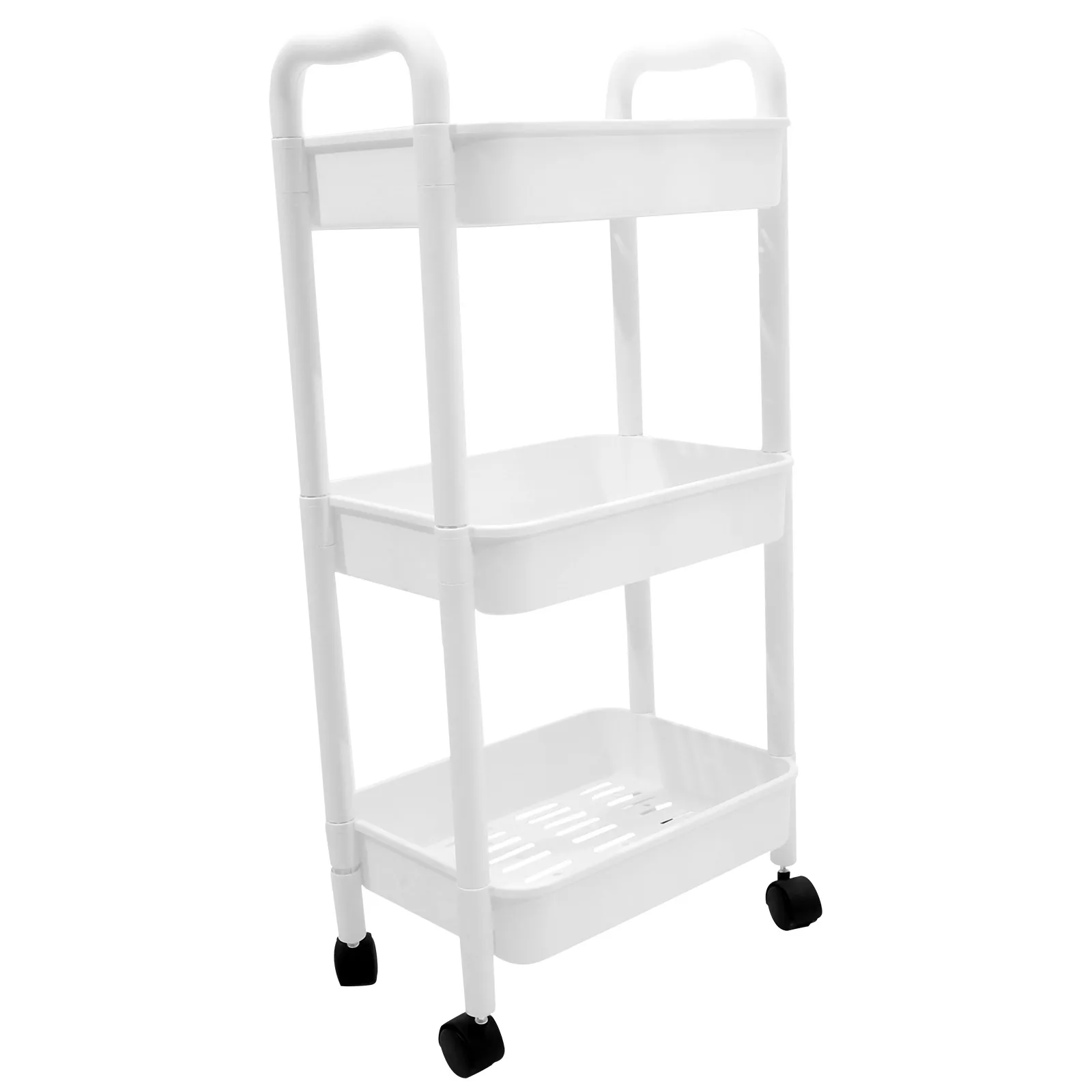 

3-Tier Rolling Cart Multi-Functional Storage Trolley For Kitchen Bathroom Laundry Organizer Movable Utility Cart Pp Material