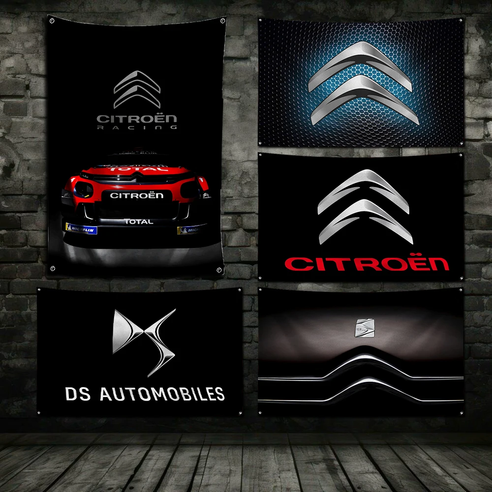 3x5 Ft C-citroens-C Car Flag Polyester Digital Printing Banner for Garage Wall Art Out Door Decoration With Brass Grommets