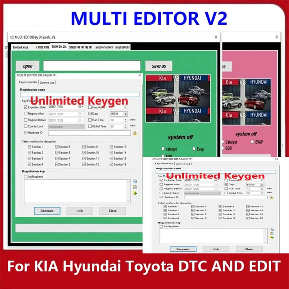 

MULTI EDITOR V2 2022 With Unlimited Keygen DTCREMOVER for KIA Hyundai/Toyota MULTI EDITOR V2 car DTC AND EDIT SUPPORT SIM2K14X24