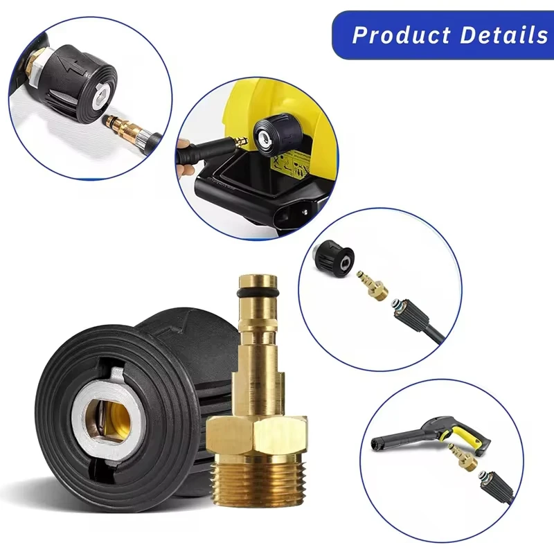 High Pressure Washer Quick Connect Adapter for Karcher K2-K7 Series Brass M22 14MM Fitting Hose Connector Quick Release Adapter