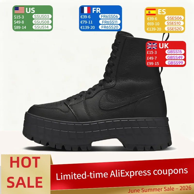 Nike Jordan Air Jordan 1 Brooklyn Botas de cano curto simples, macias, antiderrapantes, duráveis ​​e leves para mulheres, pretas FJ5737-001