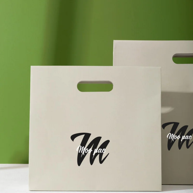 10 00piece.Custom.Custom Shopping Bags Print Logo White Kraft Paper Bags With Handle Recyclable Bags