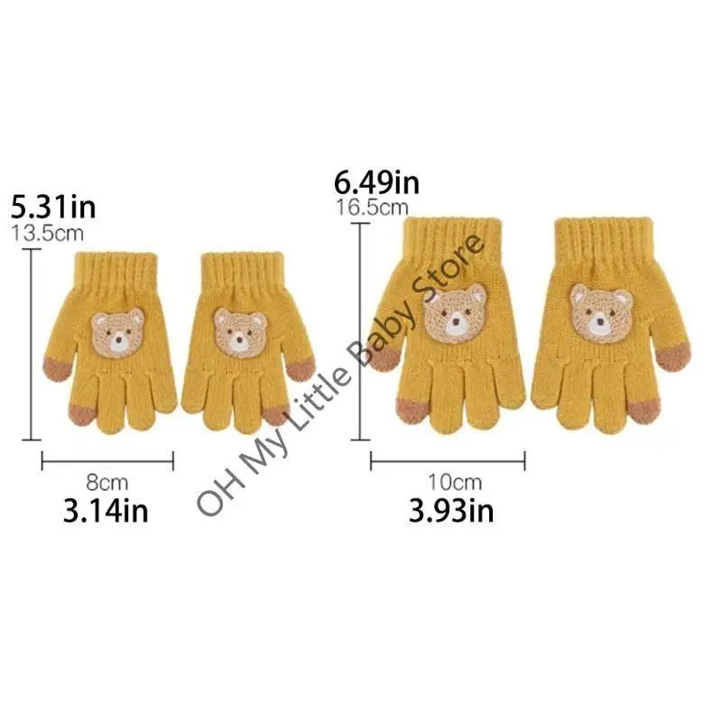 M76C الكرتون الدب الكروشيه سميكة القفاز الطفل القفازات للأطفال طفل صبي فتاة الأطفال طفل الشتاء الدافئة قفازات محبوكة