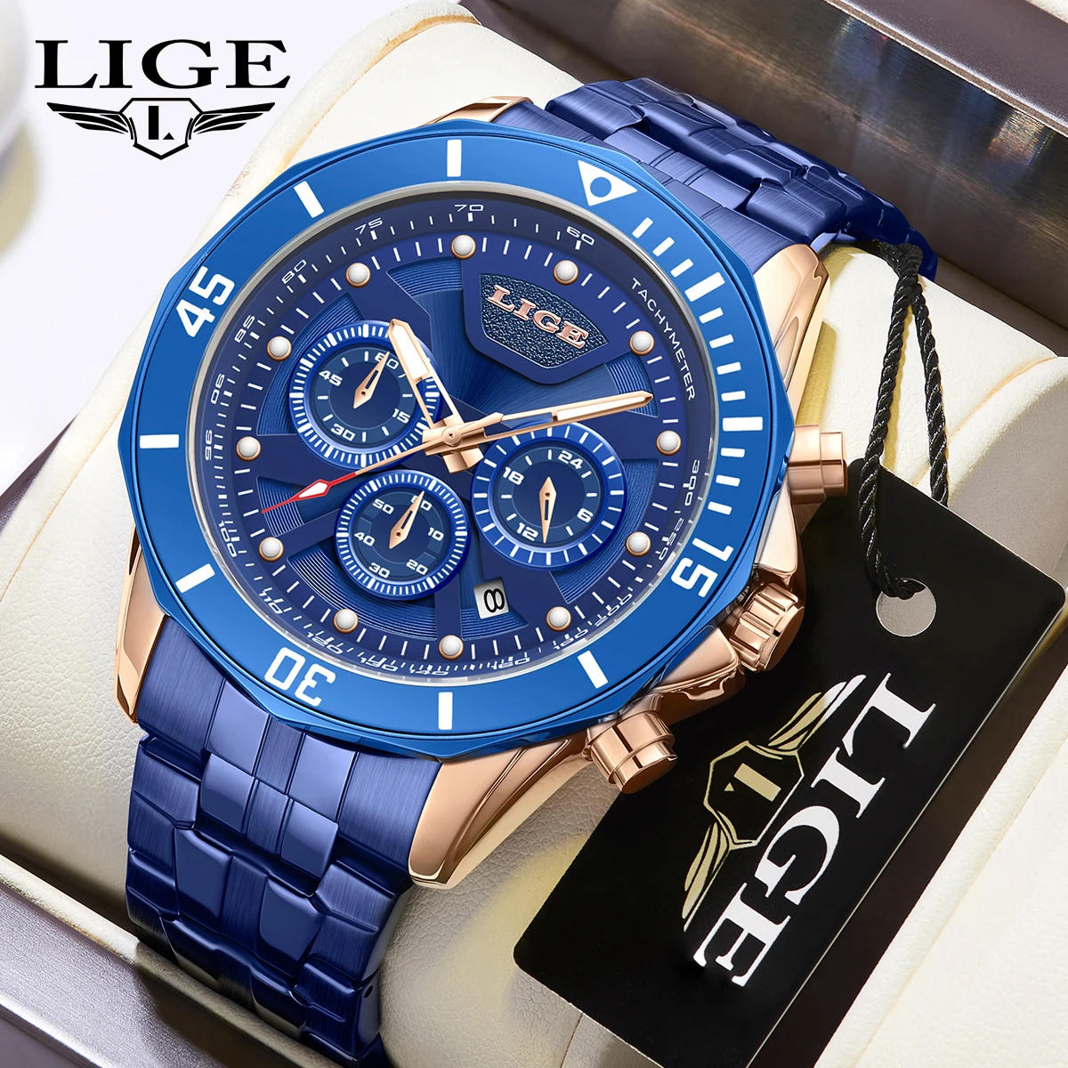 

LIGE Fashion Luxury Quartz Men's Watch Stainless Steel Band Business Watches for Men Casual Waterproof Luminous Man Wristwatches