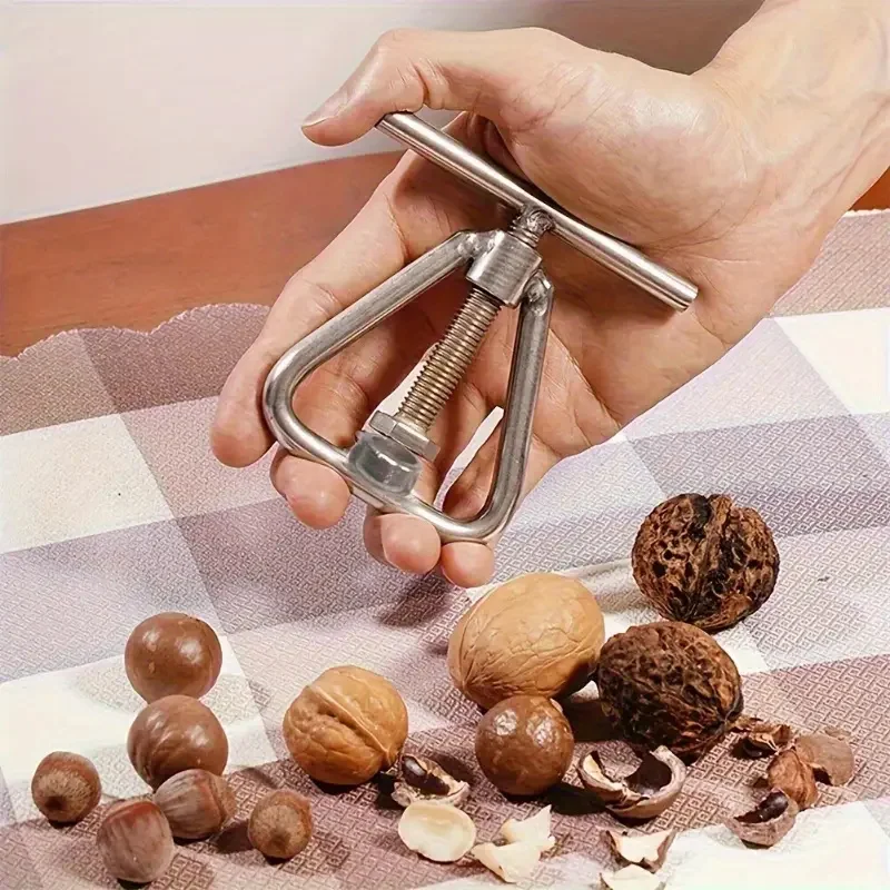 Stainless Steel Manual Nut Opener Cracker Machine Walnut Cracker with Adjustable Screw Mechanism for All Nuts Kitchen Gadget view 5