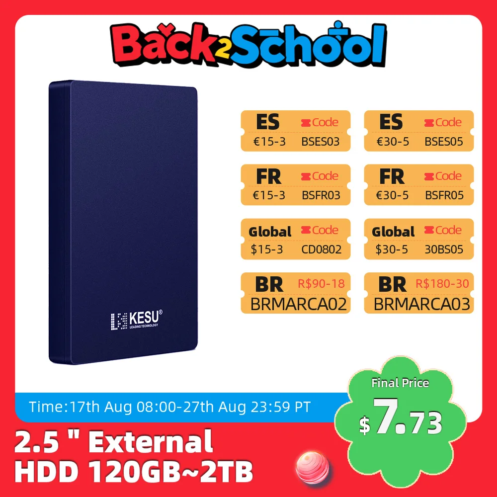 

KESU HDD 2.5 usb3.0 Портативный внешний жесткий диск 250 ГБ/500 ГБ/750 ГБ/1 ТБ накопитель памяти жесткий диск для резервного копирования данных компьютера
