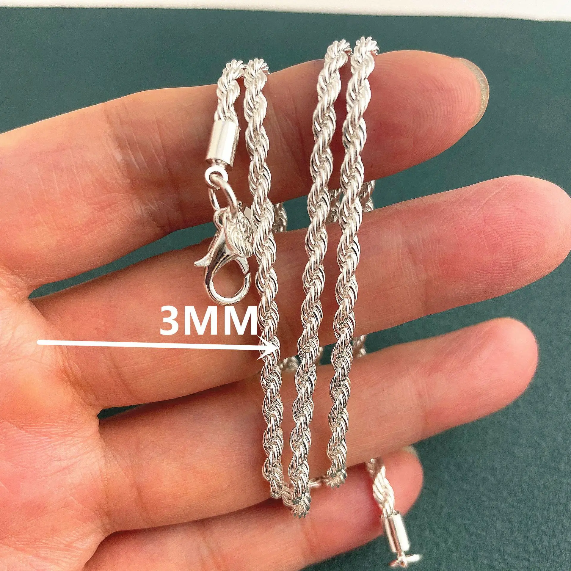 High-quality Versatile Jewelry 40-75CM 925 sterling silver creative 3MM Rope chain Necklace for woman fashion party wedding gift