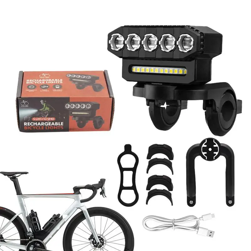 Cycle Headlight Speaker LED Rechargeable Cycle Headlight Front Light 6 Light Modes Cycling Flashlight Waterproof Cycle Supplies