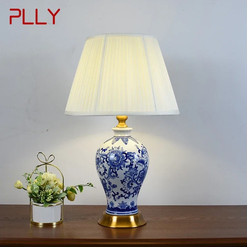 PLLY Contemporary Blue CeramicTable Lamp Creativity Living Room Bedroom Study Hotel engineering Desk Light