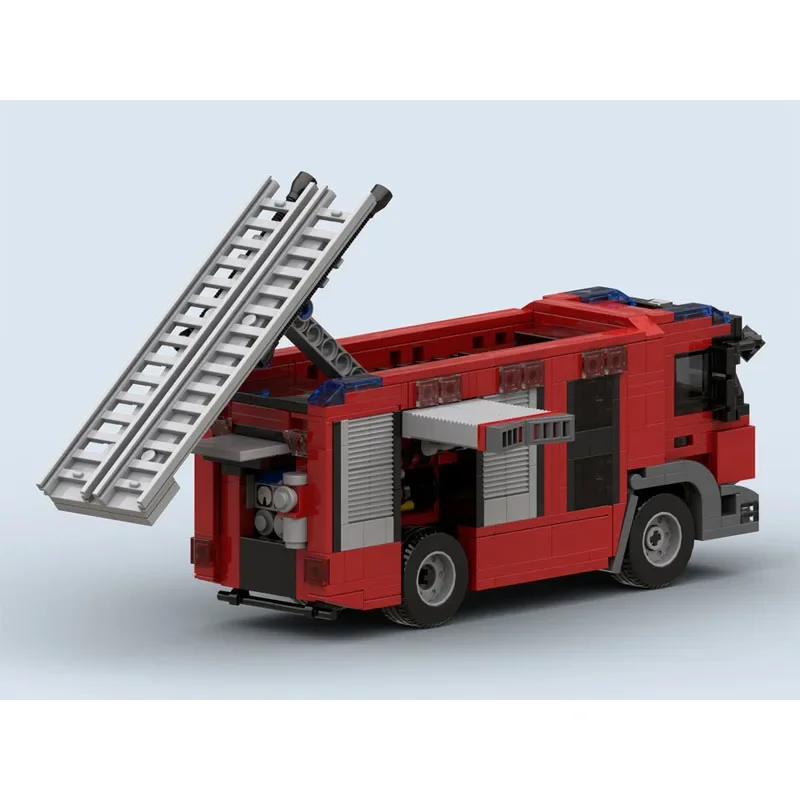 MOC-148852 rote neue kleine Stadt Feuerwehr auto Baustein Modell 579 Teile Moc kreative Junge Kinder Geburtstag Bausteine Spielzeug Geschenk