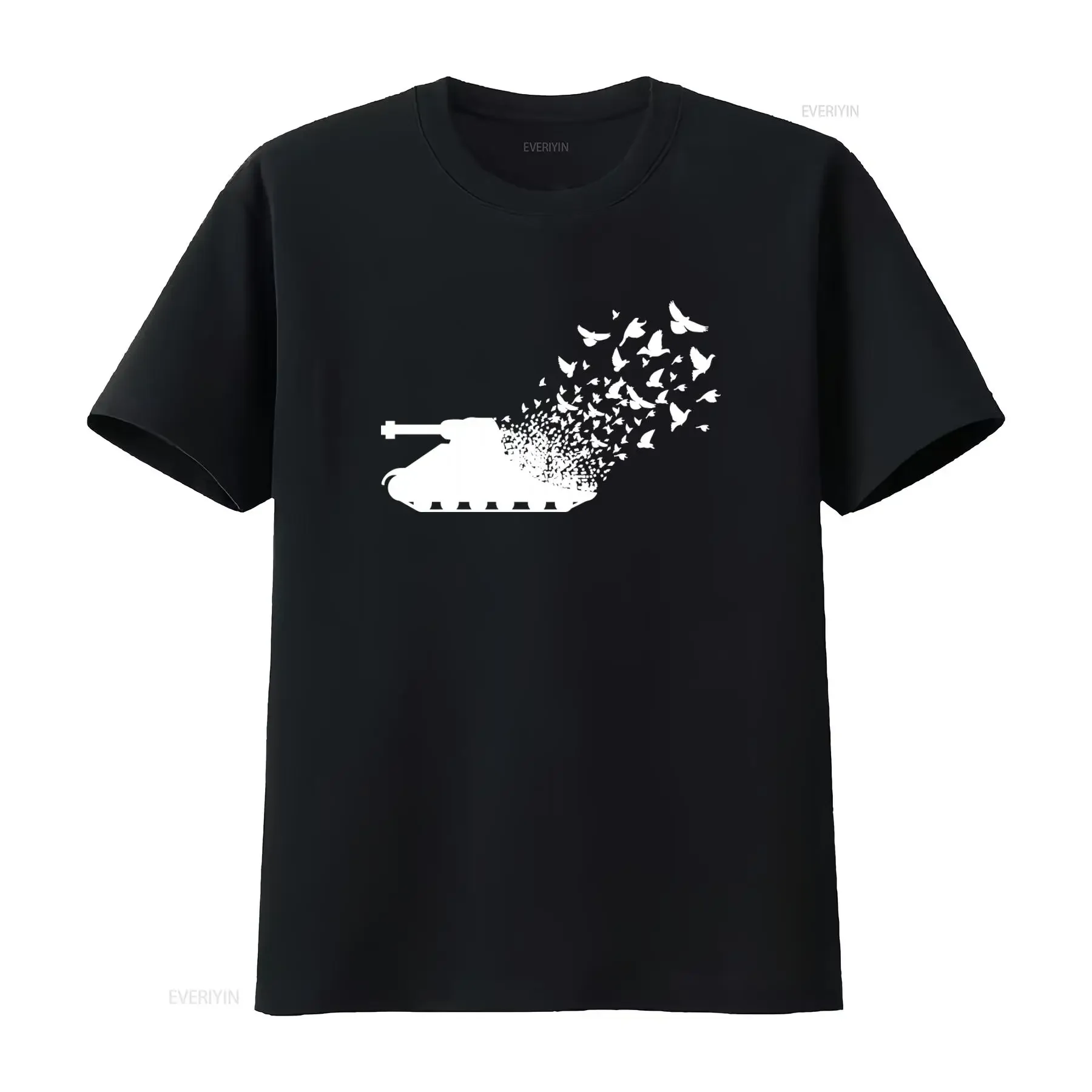 Banksy Style Tank and Doves Peace Mens T Shirt 100 Cotton vintage Washed designer clothes Slightly graphic