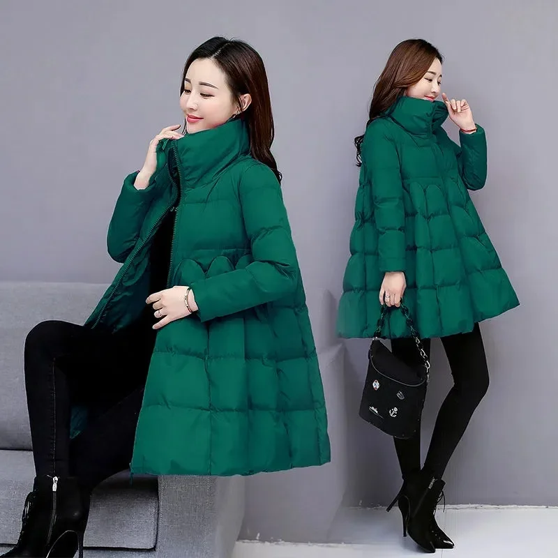 Women Winter Down Padded Jacket  Parkas Coat  New Thick Warm A Word Cotton    Female Outwear 3XL N109